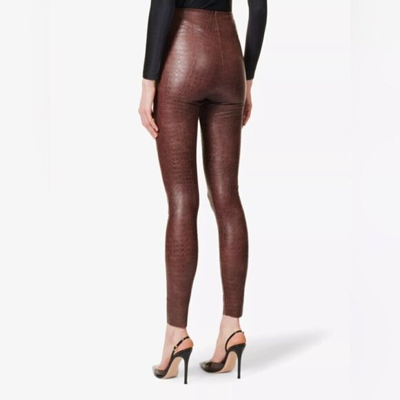 COMMANDO brown XS Croc-effect high-rise faux-leather leggings slimming - Picture 5 of 16